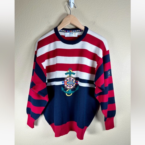 Pringle of Scotland Pure Wool Striped Nautical Crew Neck Jumper Sweater - Picture 1 of 10